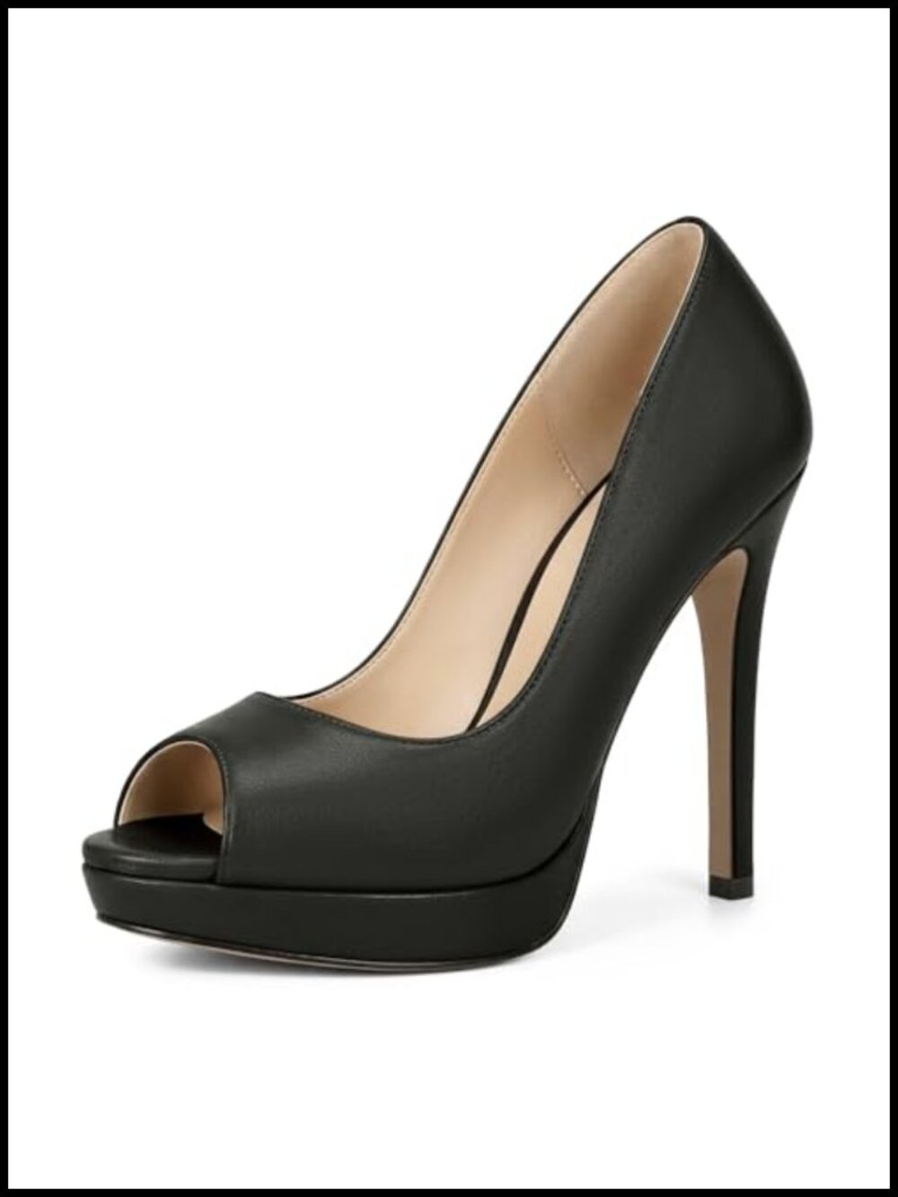 Women's Platform Stiletto Pumps 5 Inch Peep Toe Slip On Microfiber Party Heels